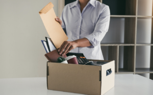 Person packing up their office