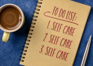 A to do list that says: Self-care three times.
