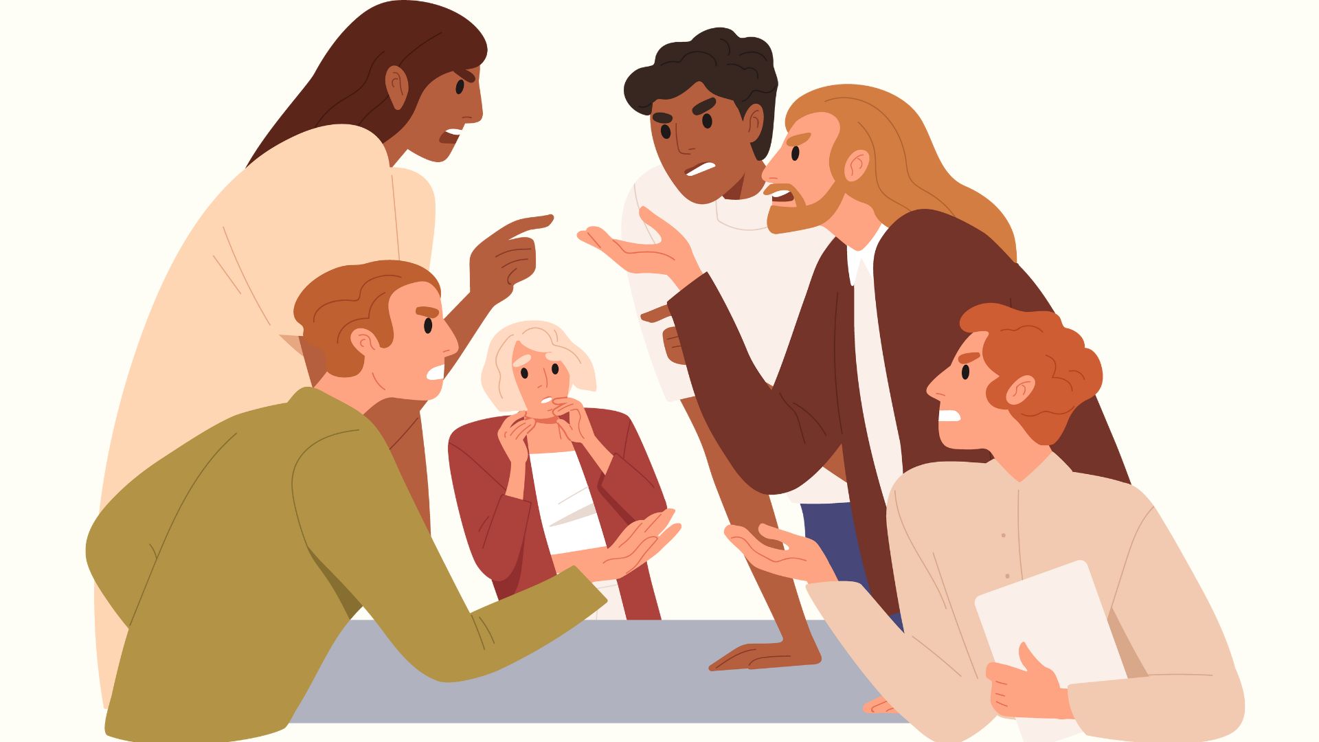 People disagreeing in a team meeting